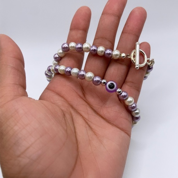 Trendy Evil Eye Y2K Inspired Beaded Necklace - Picture 3 of 6